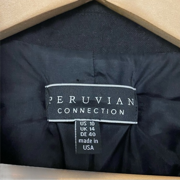 Peruvian Connection Virgin Wool Blend Black,Gray White Ombré Striped Coat Sz 10 - Picture 5 of 13